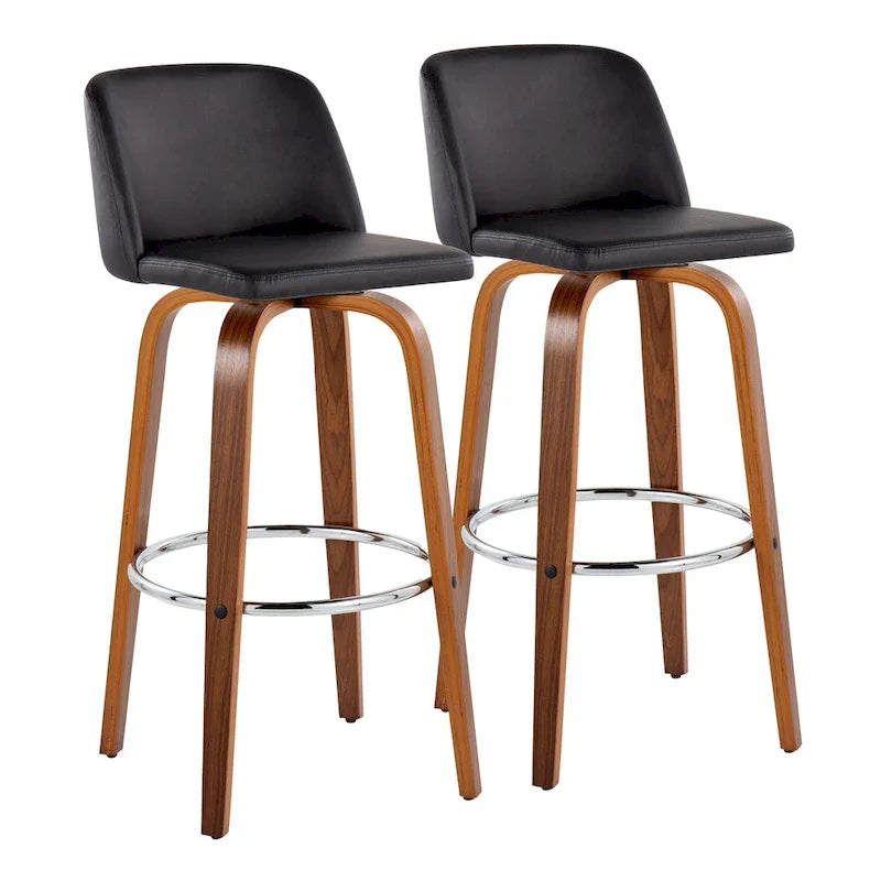 Set of 2 Carson Carrington Vallberga 30-Inch Fixed-Height Bar Stools with Walnut Wood Base 17