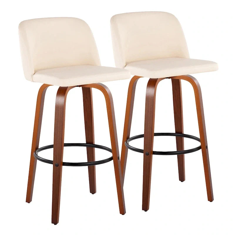 Set of 2 Carson Carrington Vallberga 30-Inch Fixed-Height Bar Stools with Walnut Wood Base 19