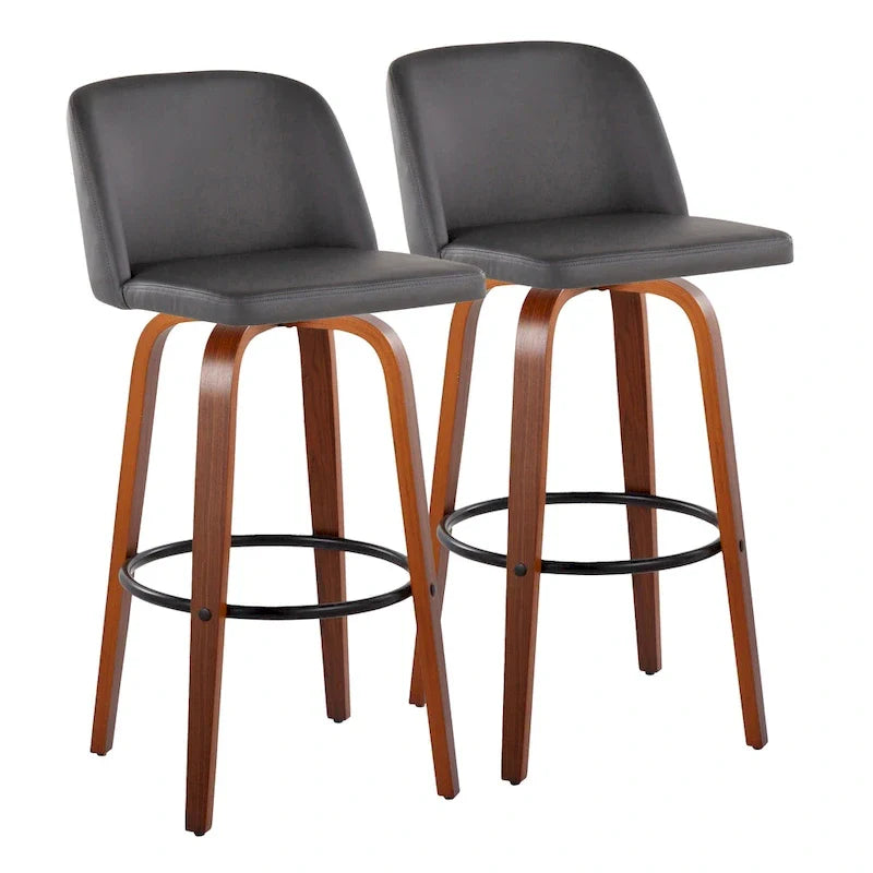 Set of 2 Carson Carrington Vallberga 30-Inch Fixed-Height Bar Stools with Walnut Wood Base 20
