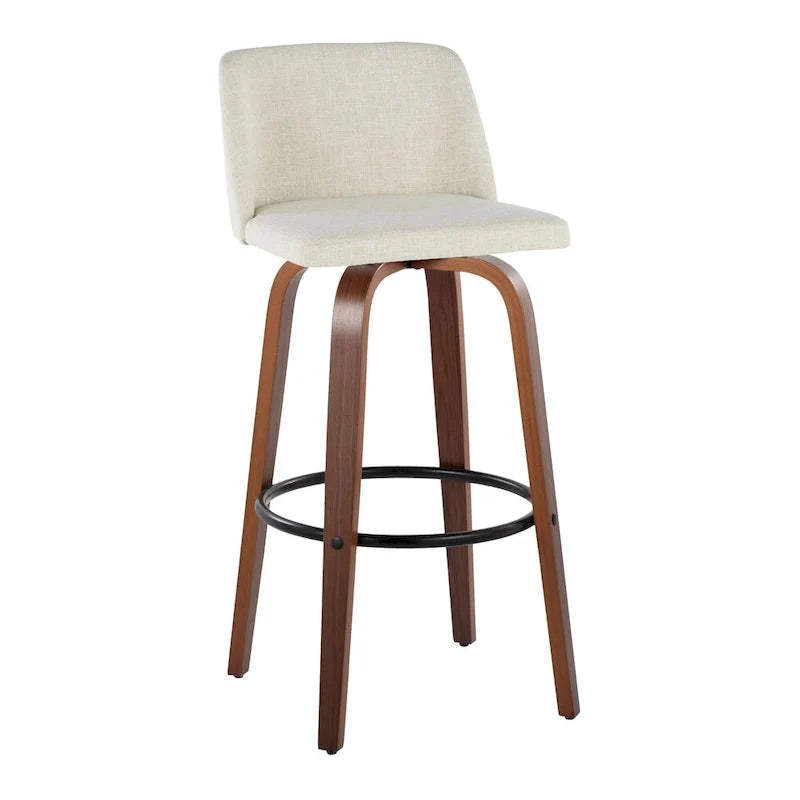 Set of 2 Carson Carrington Vallberga 30-Inch Fixed-Height Bar Stools with Walnut Wood Base 25