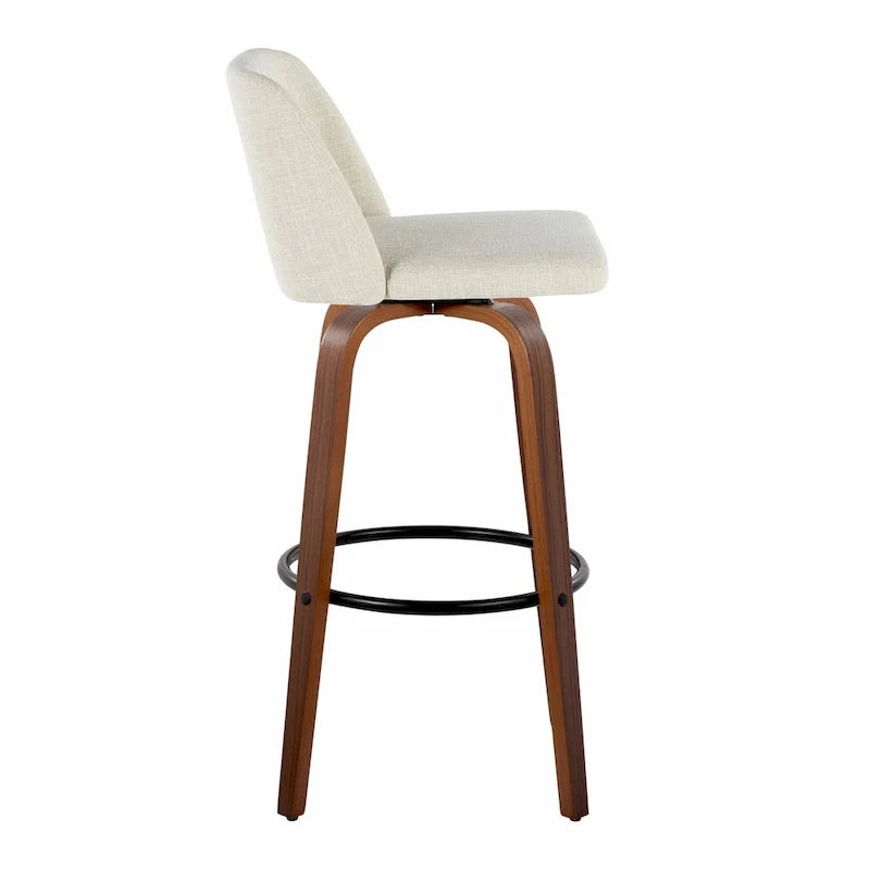 Set of 2 Carson Carrington Vallberga 30-Inch Fixed-Height Bar Stools with Walnut Wood Base 27