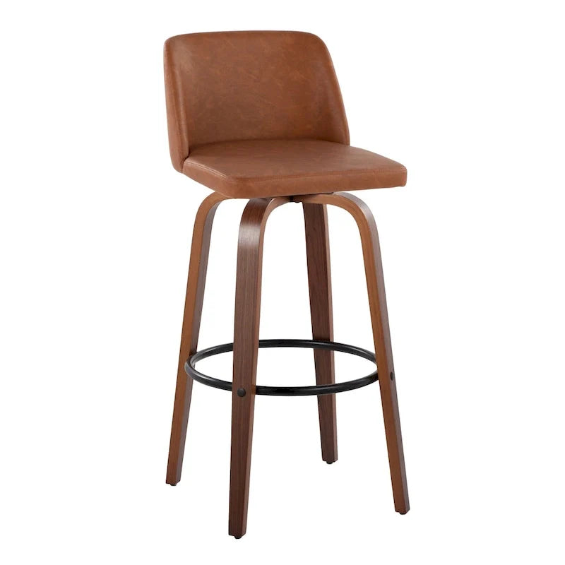 Set of 2 Carson Carrington Vallberga 30-Inch Fixed-Height Bar Stools with Walnut Wood Base 29