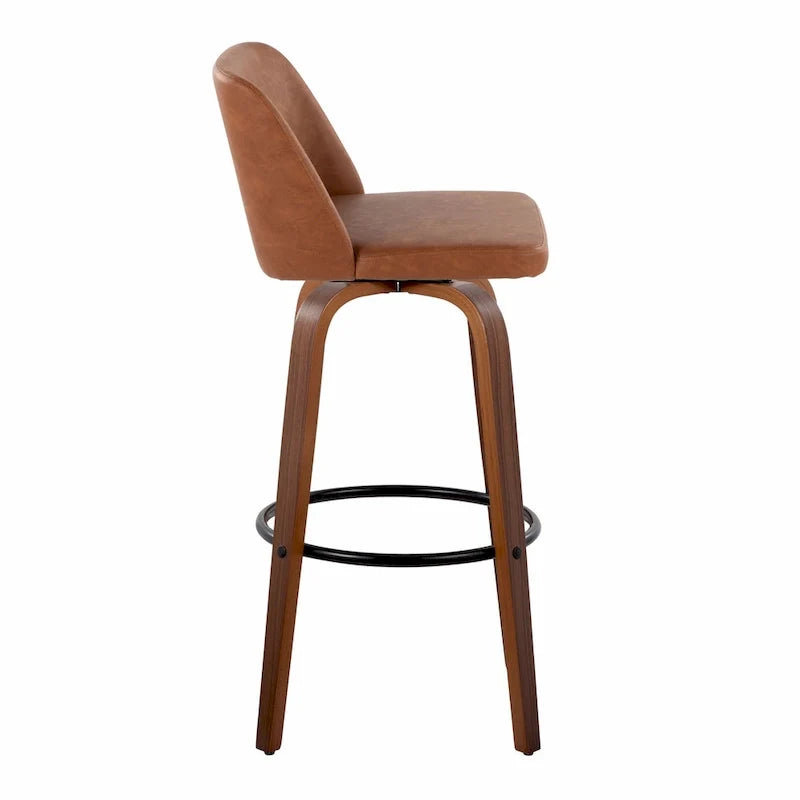 Set of 2 Carson Carrington Vallberga 30-Inch Fixed-Height Bar Stools with Walnut Wood Base 31