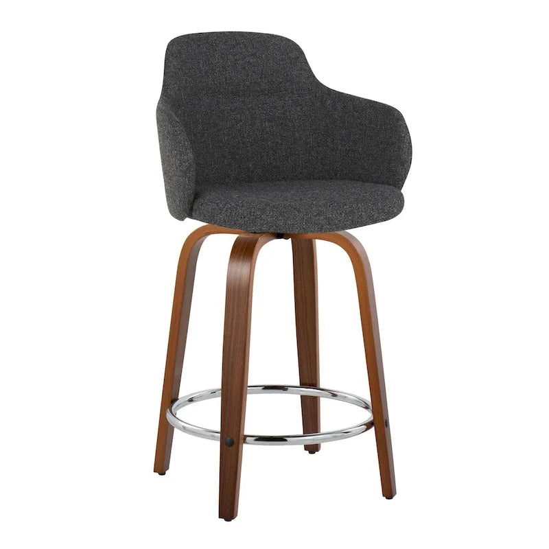 Set of 2 Carson Carrington Iglabo 24-Inch Fixed-Height Counter Stools with Bent Wood Legs and Round Footrest 33