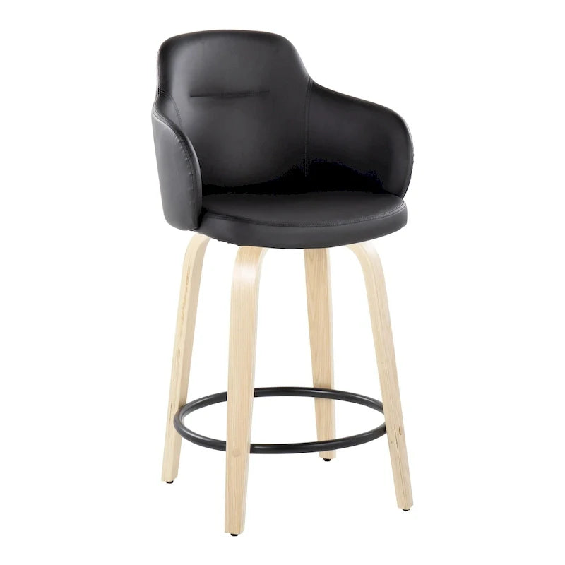 Set of 2 Carson Carrington Iglabo 24-Inch Fixed-Height Counter Stools with Bent Wood Legs and Round Footrest 34