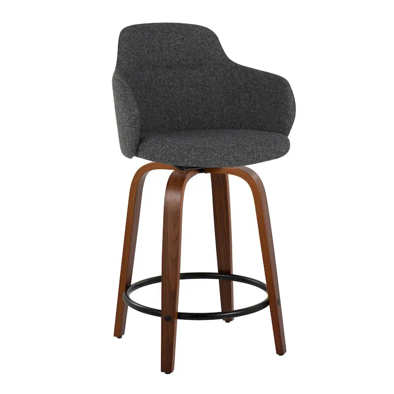 Set of 2 Carson Carrington Iglabo 24-Inch Fixed-Height Counter Stools with Bent Wood Legs and Round Footrest 35
