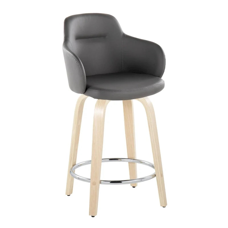 Set of 2 Carson Carrington Iglabo 24-Inch Fixed-Height Counter Stools with Bent Wood Legs and Round Footrest 37