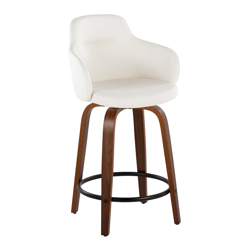 Set of 2 Carson Carrington Iglabo 24-Inch Fixed-Height Counter Stools with Bent Wood Legs and Round Footrest 38