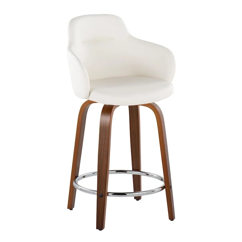Set of 2 Carson Carrington Iglabo 24-Inch Fixed-Height Counter Stools with Bent Wood Legs and Round Footrest 39