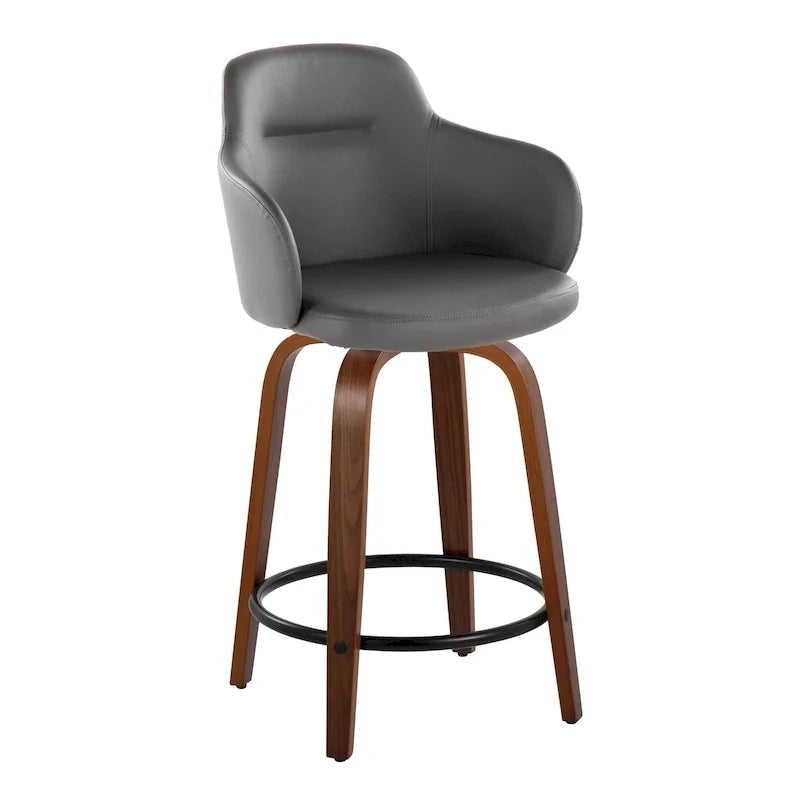 Set of 2 Carson Carrington Iglabo 24-Inch Fixed-Height Counter Stools with Bent Wood Legs and Round Footrest 40
