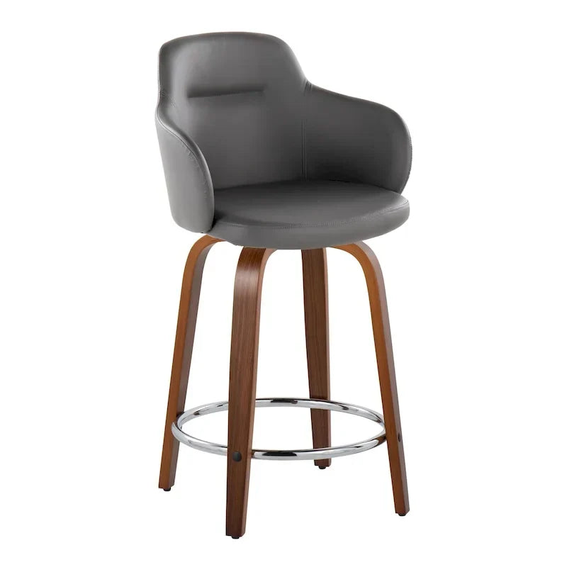 Set of 2 Carson Carrington Iglabo 24-Inch Fixed-Height Counter Stools with Bent Wood Legs and Round Footrest 41