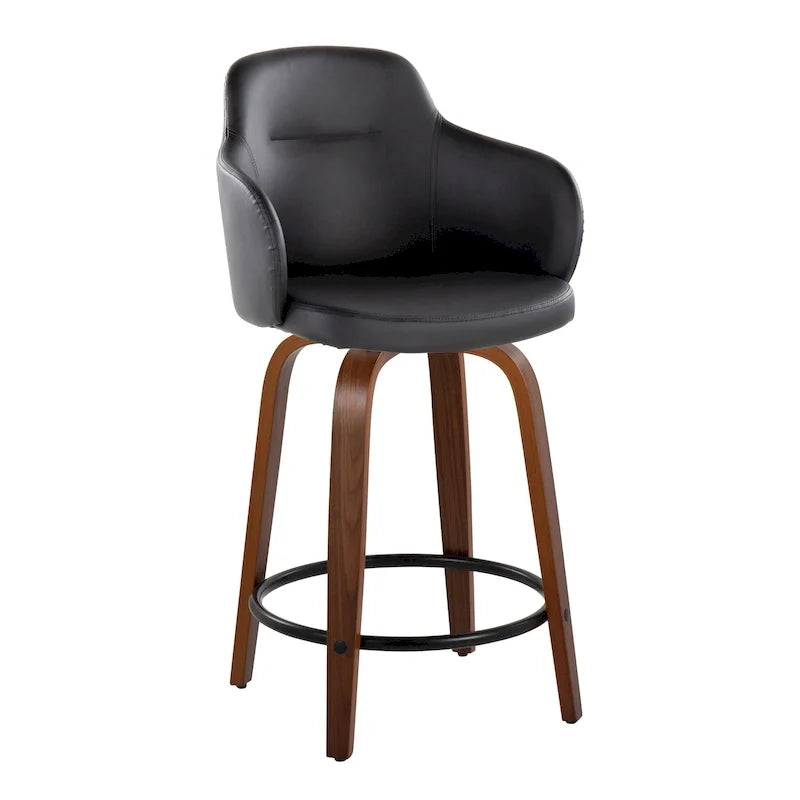 Set of 2 Carson Carrington Iglabo 24-Inch Fixed-Height Counter Stools with Bent Wood Legs and Round Footrest 42