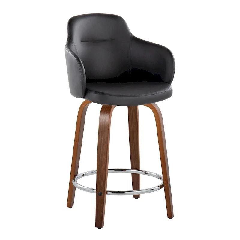 Set of 2 Carson Carrington Iglabo 24-Inch Fixed-Height Counter Stools with Bent Wood Legs and Round Footrest 43