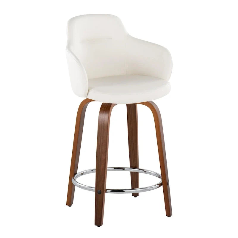 Set of 2 Carson Carrington Iglabo 24-Inch Fixed-Height Counter Stools with Bent Wood Legs and Round Footrest 20