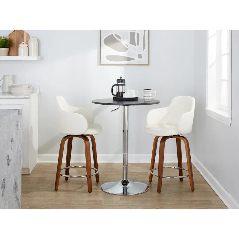 Set of 2 Carson Carrington Iglabo 24-Inch Fixed-Height Counter Stools with Bent Wood Legs and Round Footrest 21