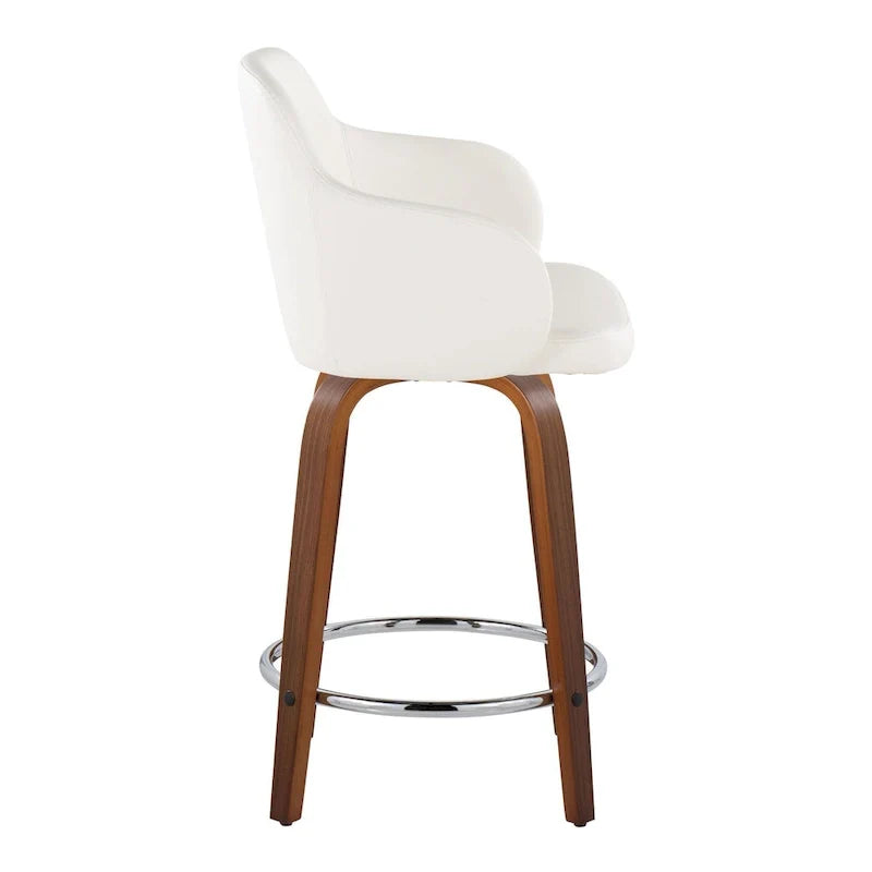 Set of 2 Carson Carrington Iglabo 24-Inch Fixed-Height Counter Stools with Bent Wood Legs and Round Footrest 22