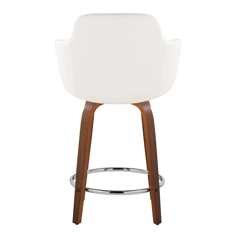 Set of 2 Carson Carrington Iglabo 24-Inch Fixed-Height Counter Stools with Bent Wood Legs and Round Footrest 23