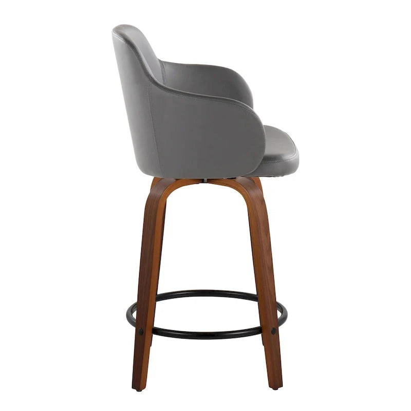 Set of 2 Carson Carrington Iglabo 24-Inch Fixed-Height Counter Stools with Bent Wood Legs and Round Footrest 26