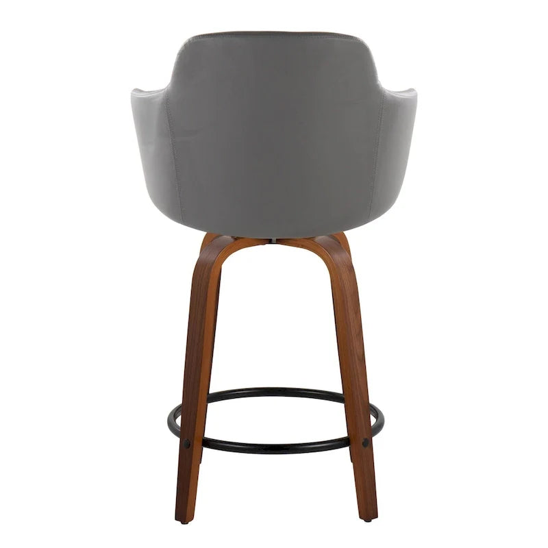 Set of 2 Carson Carrington Iglabo 24-Inch Fixed-Height Counter Stools with Bent Wood Legs and Round Footrest 27