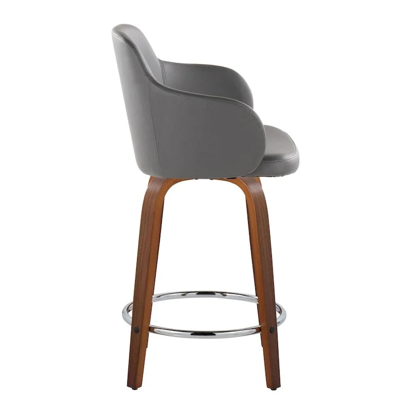 Set of 2 Carson Carrington Iglabo 24-Inch Fixed-Height Counter Stools with Bent Wood Legs and Round Footrest 30
