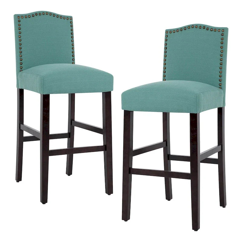 Set of 2 Upholstered 28-Inch Barstools - Stylish Pub Chairs 31