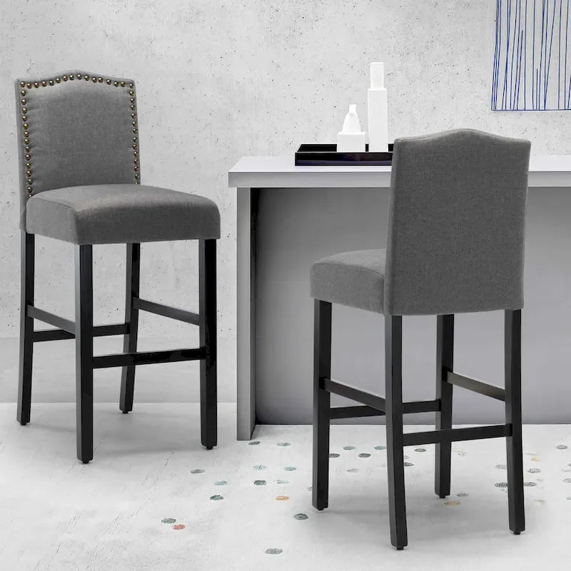 Set of 2 Upholstered 28-Inch Barstools - Stylish Pub Chairs 1