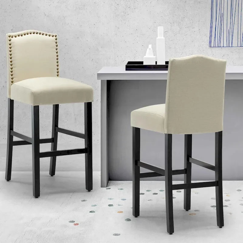 Set of 2 Upholstered 28-Inch Barstools - Stylish Pub Chairs 3