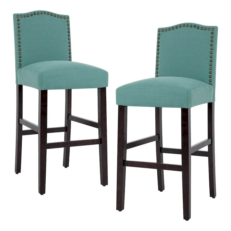 Set of 2 Upholstered 28-Inch Barstools - Stylish Pub Chairs 14