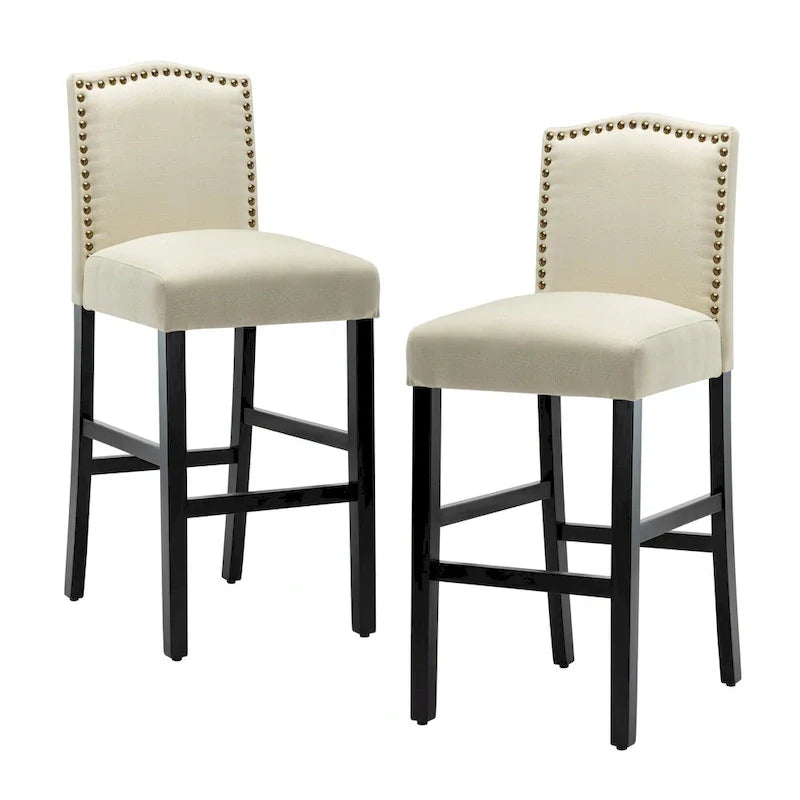 Set of 2 Upholstered 28-Inch Barstools - Stylish Pub Chairs 22