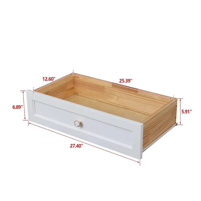 White Solid Wood Dresser Cabinet with Retro Round Handles and Spray-Painted Finish 5