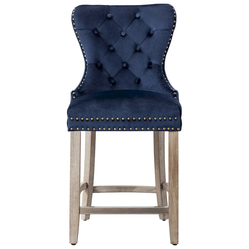 Carter 24-Inch Wingback Tufted Counter Stool with Antique Grey Legs and Nailhead Trim 7