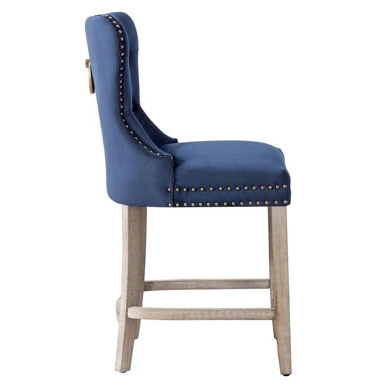 Carter 24-Inch Wingback Tufted Counter Stool with Antique Grey Legs and Nailhead Trim 9