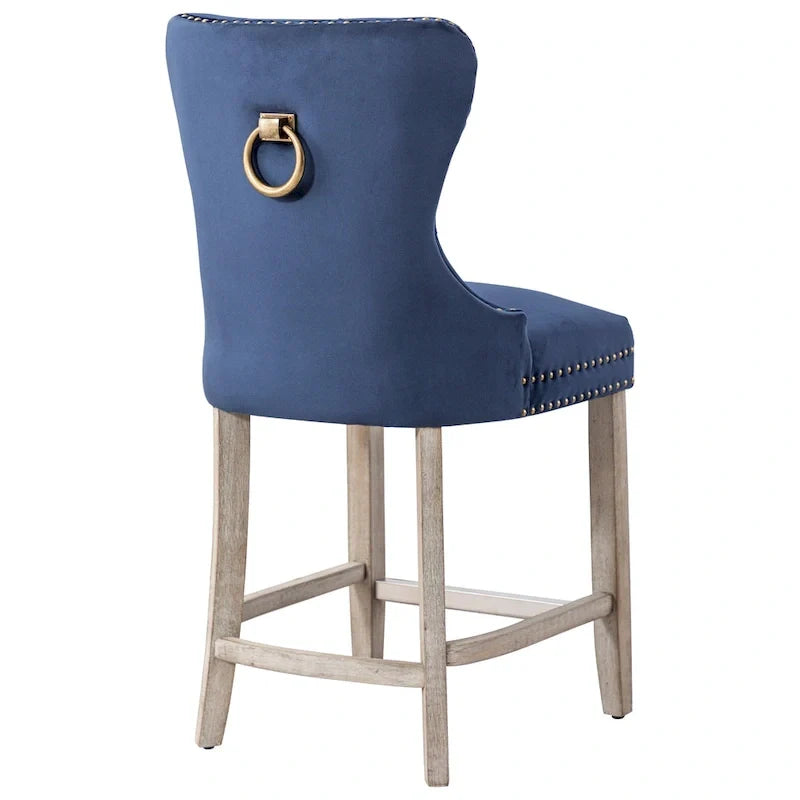 Carter 24-Inch Wingback Tufted Counter Stool with Antique Grey Legs and Nailhead Trim 10
