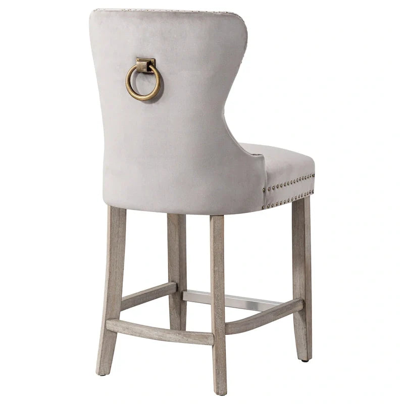 Carter 24-Inch Wingback Tufted Counter Stool with Antique Grey Legs and Nailhead Trim 19