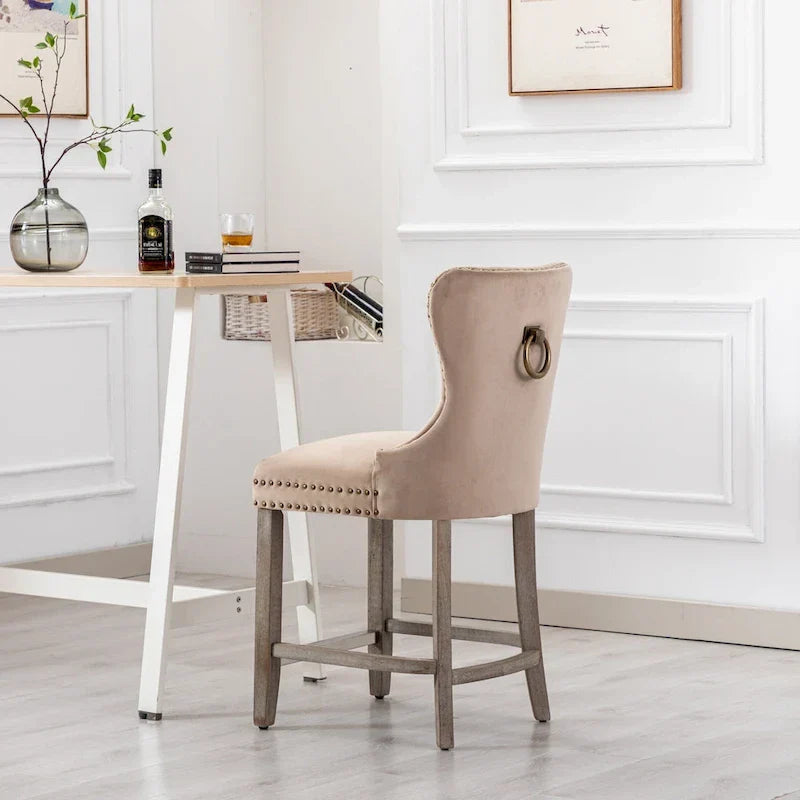 Carter 24-Inch Wingback Tufted Counter Stool with Antique Grey Legs and Nailhead Trim 21