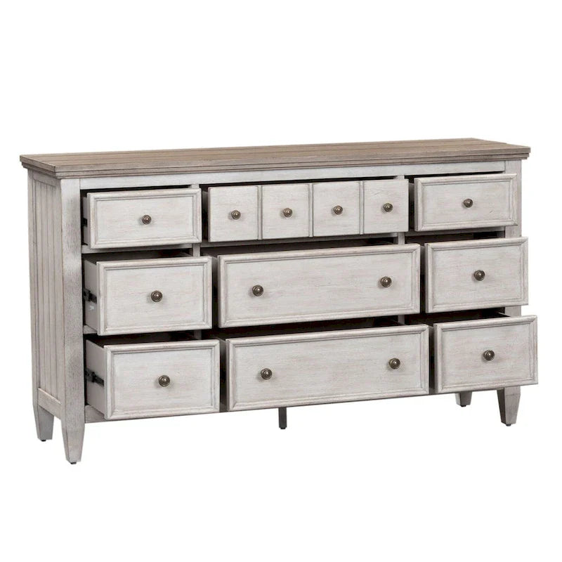 Heartland Antique White & Tobacco 9-Drawer Chest 1