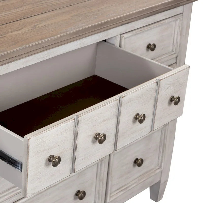 Heartland Antique White & Tobacco 9-Drawer Chest 3