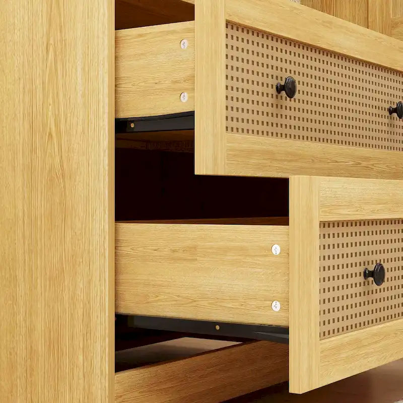 70.9-Inch Wooden Wardrobe Closet with Drawers and Hanging Rod 6