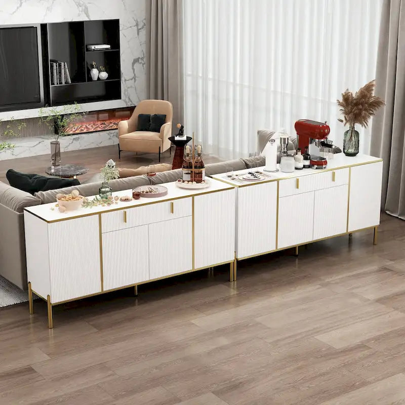Pop-Up Door Sideboard Dresser Cabinet - Storage Console for TV 3