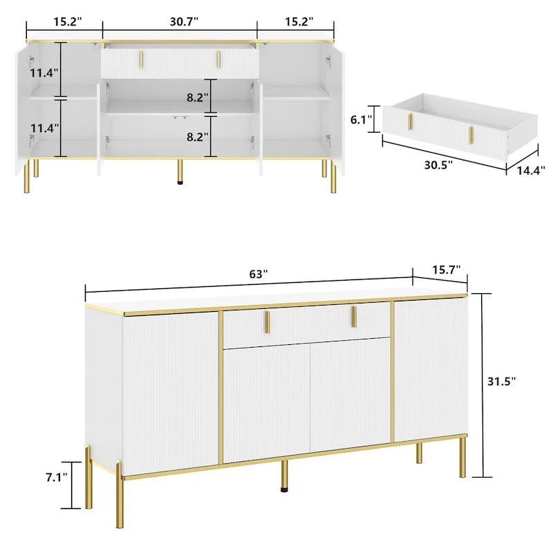 Pop-Up Door Sideboard Dresser Cabinet - Storage Console for TV 4
