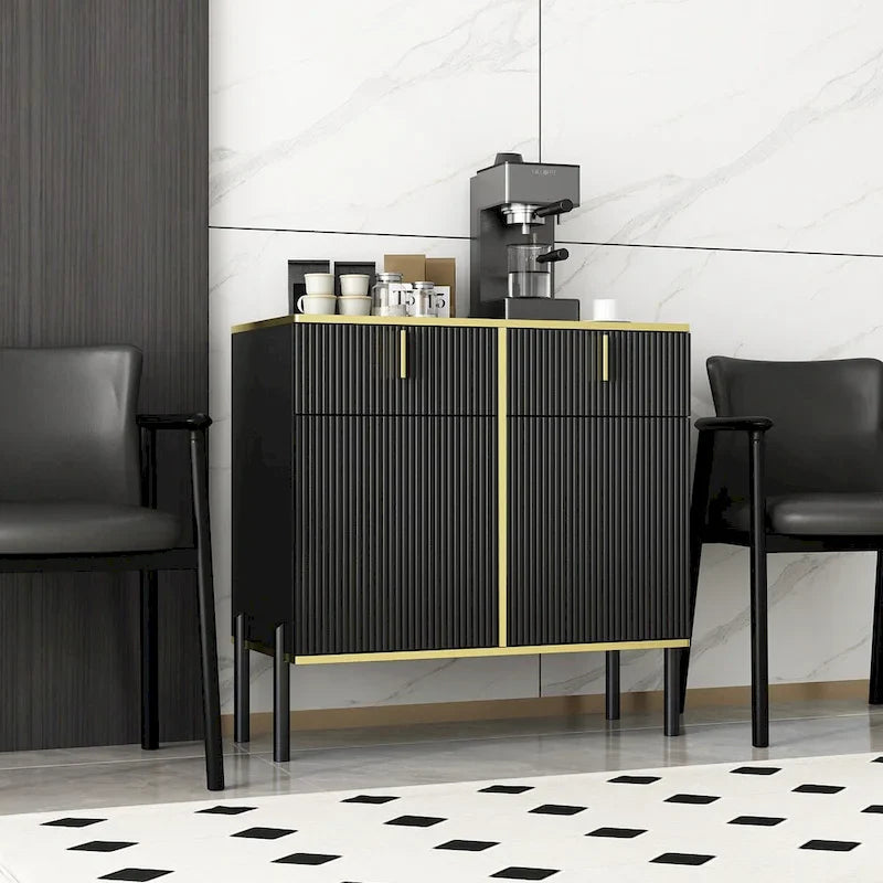Pop-Up Door Sideboard Dresser Cabinet - Storage Console for TV 7