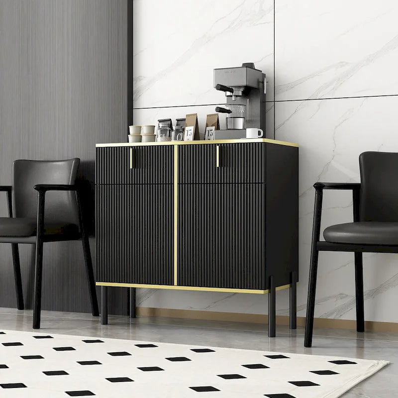 Pop-Up Door Sideboard Dresser Cabinet - Storage Console for TV 8