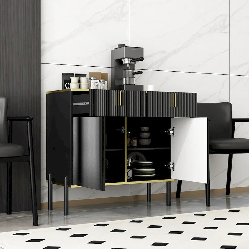 Pop-Up Door Sideboard Dresser Cabinet - Storage Console for TV 9
