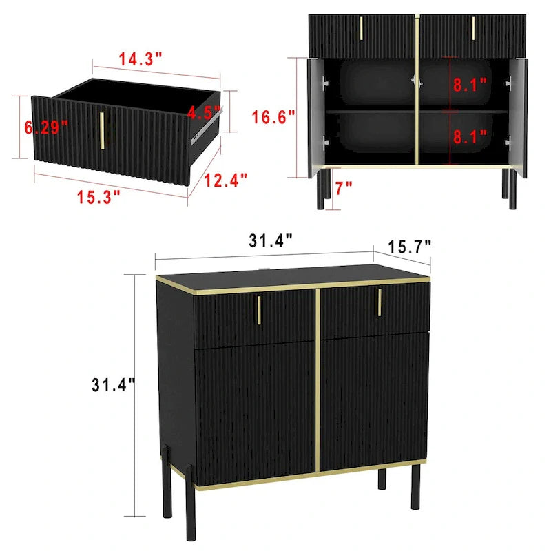 Pop-Up Door Sideboard Dresser Cabinet - Storage Console for TV 10