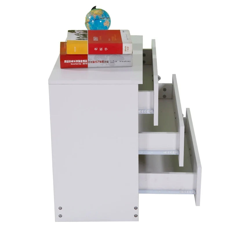 Contemporary White 3-Drawer Dresser 3