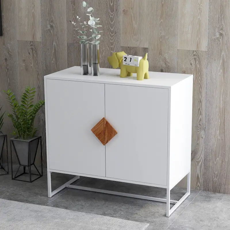 CUSchoice Solid Wood Square Handle 2-Door Sideboard 10