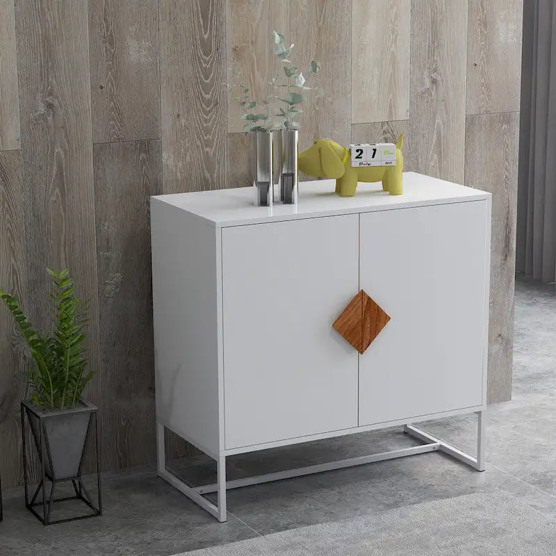 CUSchoice Solid Wood Square Handle 2-Door Sideboard 2