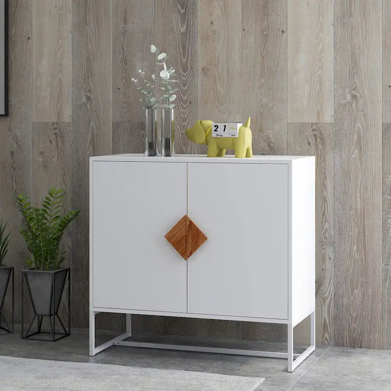 CUSchoice Solid Wood Square Handle 2-Door Sideboard 3