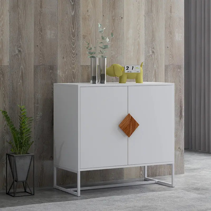 CUSchoice Solid Wood Square Handle 2-Door Sideboard 4