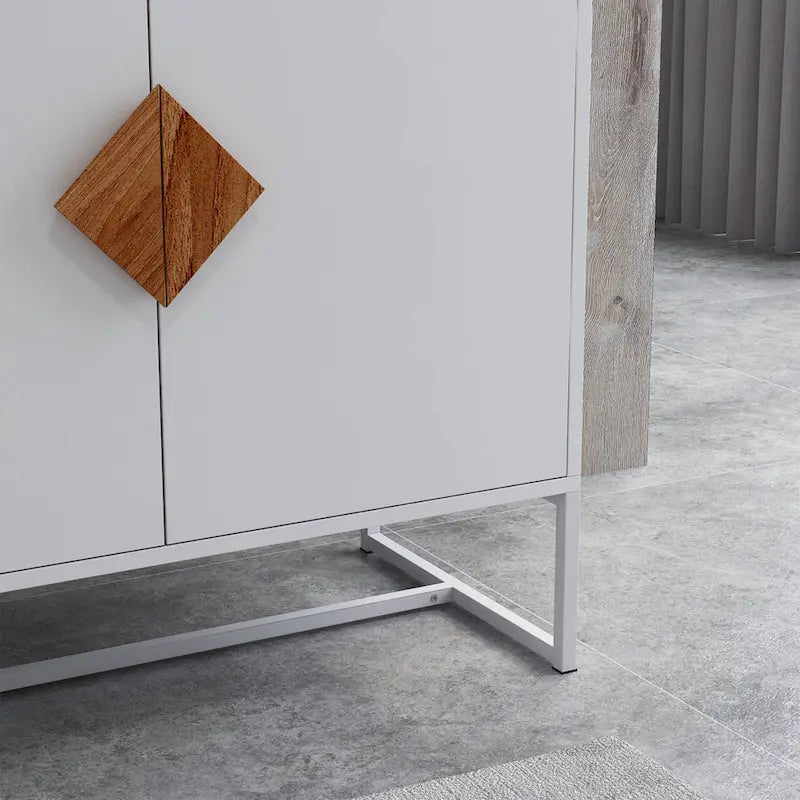 CUSchoice Solid Wood Square Handle 2-Door Sideboard 5